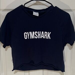 Gymshark Dark Blue Crop Top with White Logo